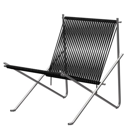 PK4 Lounge Chair, Black, Stainless steel, brushed
