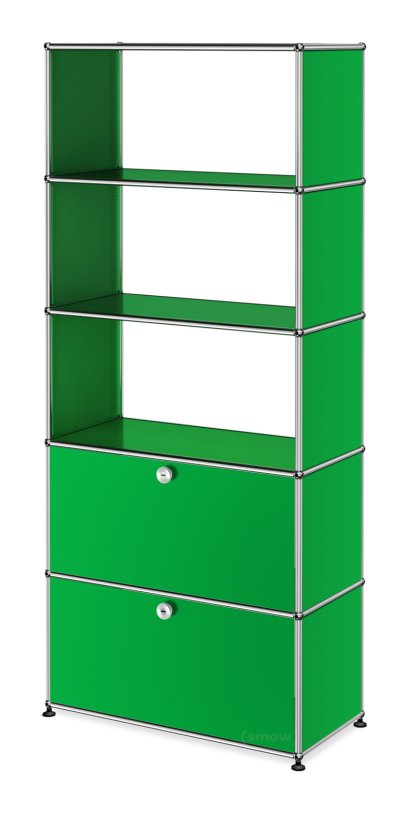 USM Haller Storage Unit with 2 Doors, without upper Rear Panels, USM green