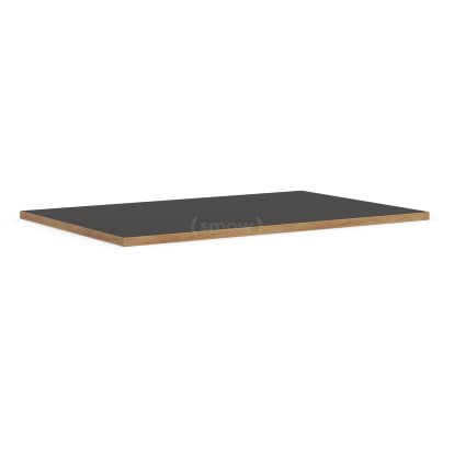 Table Top for Eiermann Table Frames, Linoleum black (Forbo 4023) with oak edge, 160 x 90 cm