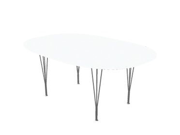 Superellipse Table, 180 x 120 cm, White laminate with aluminium edge
