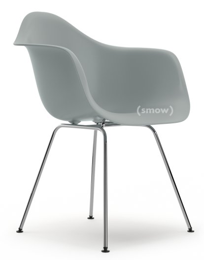 Eames Plastic Armchair RE DAX, Light grey, Without upholstery, Without upholstery, Standard version - 43 cm, Chrome-plated