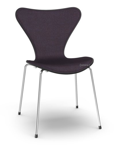 Series 7 Chair 3107 Front Upholstered, Lacquer, Black lacquered, Remix  692 - Aubergine, Chrome