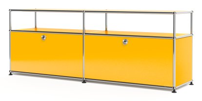 USM Haller Lowboard L with Extension, Customisable, Golden yellow RAL 1004, With 2 drop-down doors, Without cable entry hole