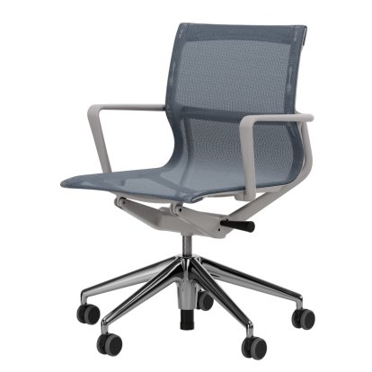 Physix, TrioKnit ice grey, Soft grey / Aluminium, polished, Soft castors for hard floor surfaces