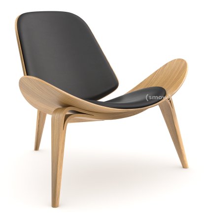 CH07 Shell Chair, Lacquered oak, Leather anthracite