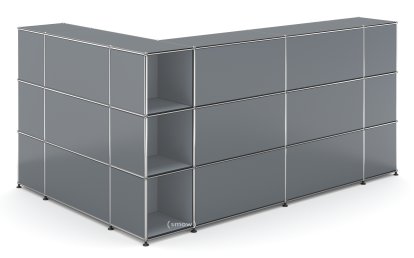 USM Haller Counter Type 4, Mid grey RAL 7005, Corner open