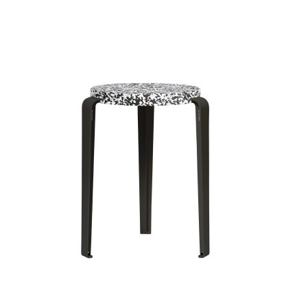 Lou Stool, Recycled Plastic, Macchiato, Graphite black