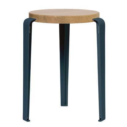 Lou Stool, Solid Wood, Solid oak, Midnight blue