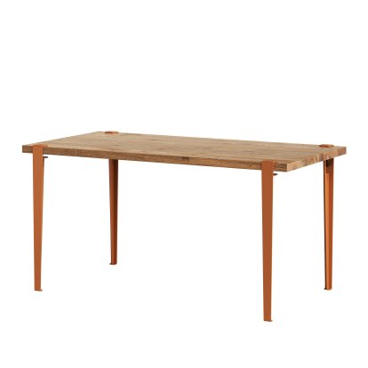Balthazar Dining Table, Reclaimed oak, Tangerine red