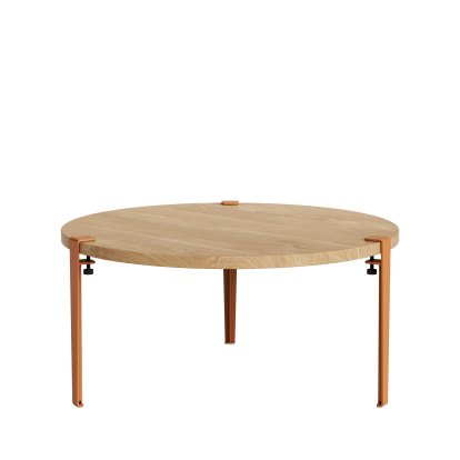 Tiptoe Side Table Brooklyn, Oak finish, Tangerine red