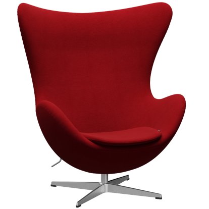 Egg Chair, Hallingdal 65, 674 - Red, Satin polished aluminium, Without footstool