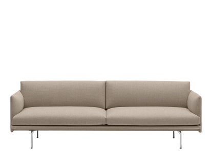 Outline Sofa, 3 Seater, Ecriture 240 - beige, Aluminium, polished