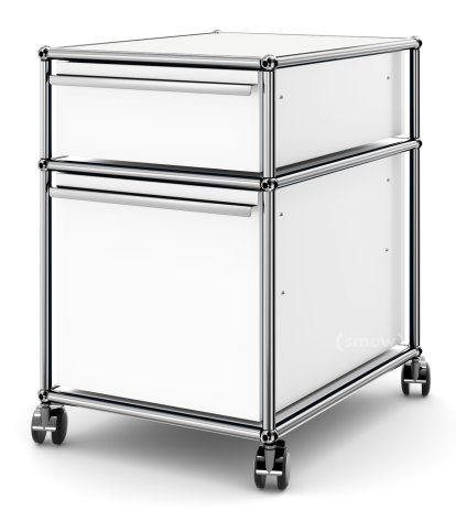 USM Haller Mobile Pedestal with Hanging File Basket, No locks, Pure white RAL 9010
