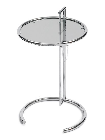 Adjustable Table E 1027, Smoked glass grey