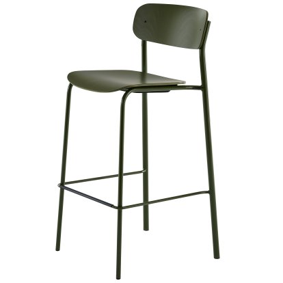 S 243 H Bar Stool, Olive green (RAL 6003), Olive green stained beech (RAL 6003)