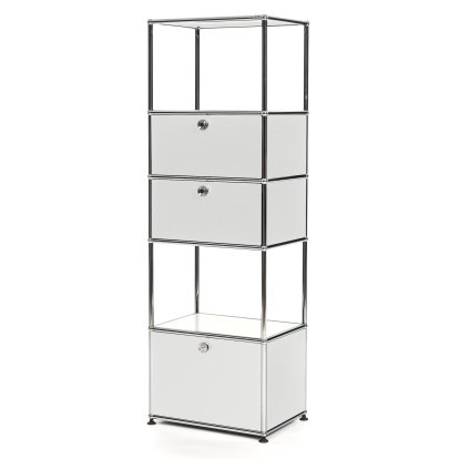 USM Haller living room shelf M type 2, Light grey RAL 7035, With 2 drop-down doors and 1 ecxtension door (incl. metal box insert)
