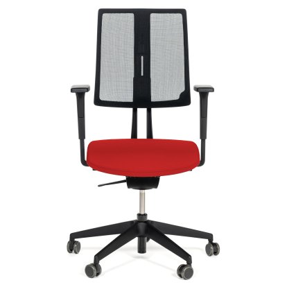 Equo Office Svivel Chair, Black, Net, Xtreme Plus (PG0), Red YS079, C30 KST with seat depth adjustment, Standard 100 mm, With armrests, With soft castors