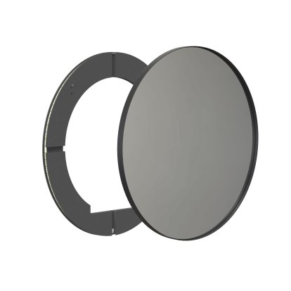 Unu mirror with LED lighting round (set), ø 80 cm, Black matt