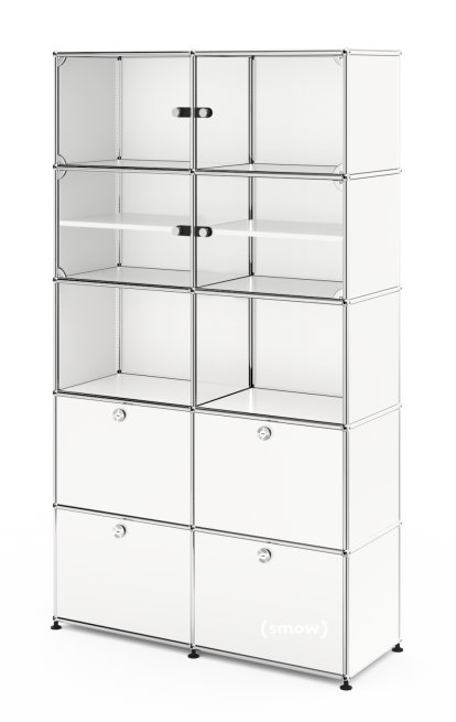 USM Haller Vitrine, H 179 x W 103 x D 38 cm, Pure white RAL 9010, No locks