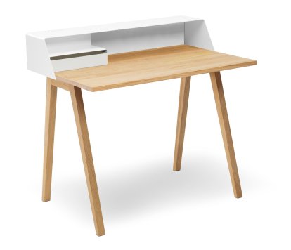 PS04 / PS05 Secretary, W 100 x D 63 cm (PS04), Pure white (RAL 9010), Oiled oak, With power box