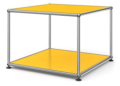 USM Haller Side Table 50, Both panels metal, Golden yellow RAL 1004