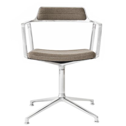 Swivel 452 Chair, wool linen mix dark sand, Polished