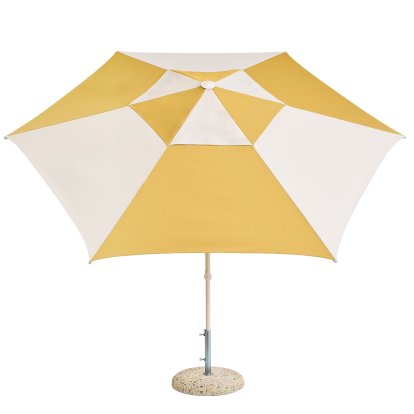 Terrazza Parasol Hexagon, Ochre / off-white, With parasol stand