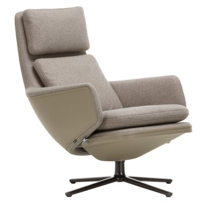 Grand Relax Lounge Chair, Without Ottoman, Cosy fabric, fossil / Leather Forte, sand, Basic dark, 46,5 cm