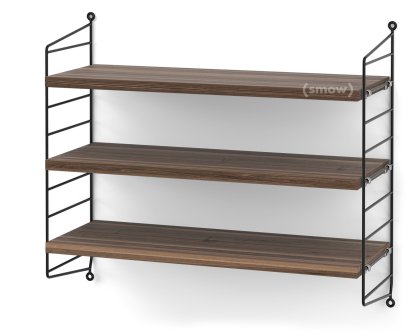 String System Shelf S, 20 cm, Black, Walnut veneer