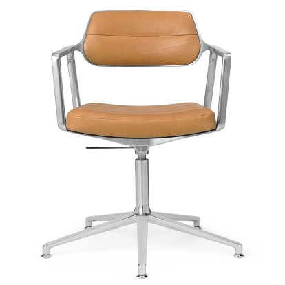 Swivel 453+ Chair, Polished, Fixed base, Leather camel