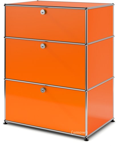 USM Haller Storage Unit with 3 Drawers, H 95 + 4 x W 75 x D 50 cm, Pure orange RAL 2004