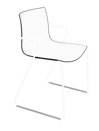 Catifa 46 Sledge, White, Bicoloured, Back black, seat white, With armrests