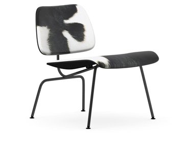 Plywood Group LCM Calf’s Skin Chair, Black ash, skin black/white, Powder-coated basic dark smooth