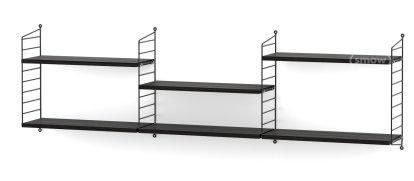 String System Shelf L, 20 cm, Black, Black ash veneer