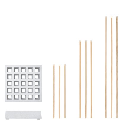 Pin Coat Rack, Rods: 3x 170cm, 3x130cm, 3x90cm, Untreated ash