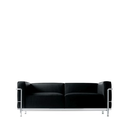 3 Fauteuil Grand Confort, grand modèle, deux places, Chrome-plated, Leather Scozia, Graphite black