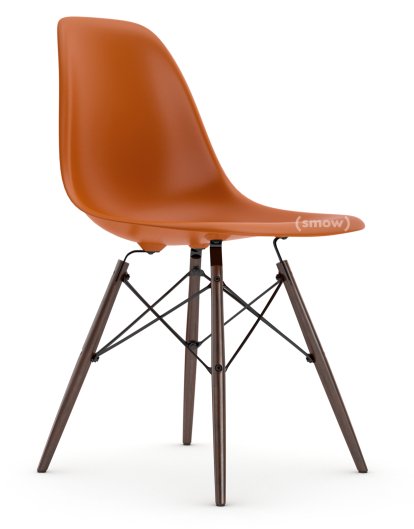 Eames Plastic Side Chair RE DSW, Rusty orange, Without upholstery, Without upholstery, Standard version - 43 cm, Dark maple
