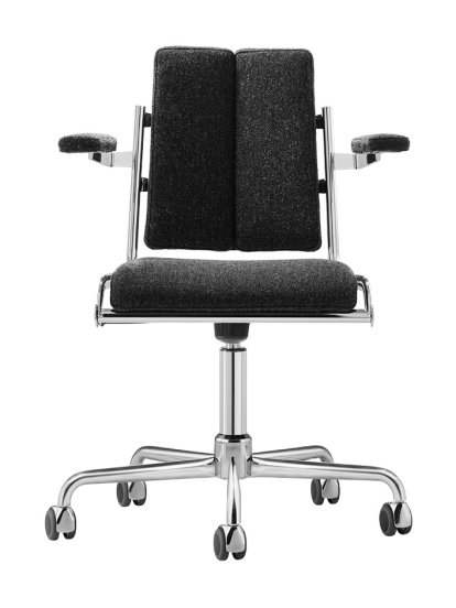 D12 Office Swivel Chair, Fabric Hallingdal 180 - anthracite , Soft castors for hard floor surfaces