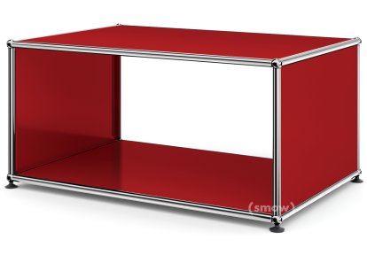 USM Haller Side Table with Side Panels, 75 cm, without interior glass panel, USM ruby red