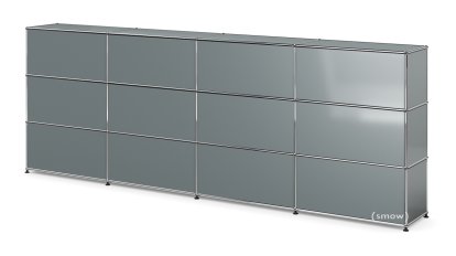 USM Haller Counter Type 1, Mid grey RAL 7005, 300 cm (4 elements), 35 cm
