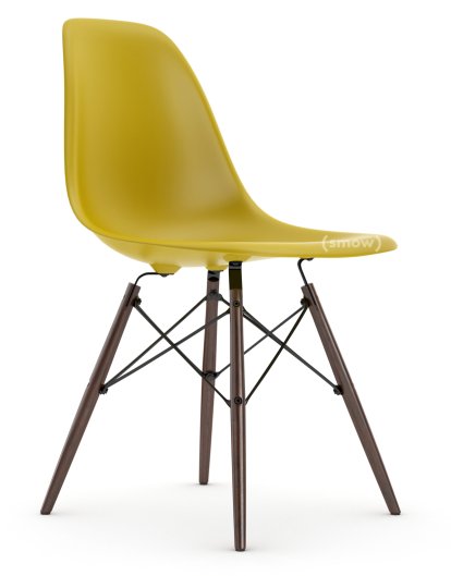 Eames Plastic Side Chair RE DSW, Mustard, Without upholstery, Without upholstery, Standard version - 43 cm, Dark maple