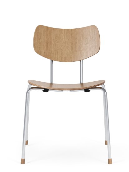 VLA26 Vega Chair, Lacquered oak, Unupholstered, Chrome
