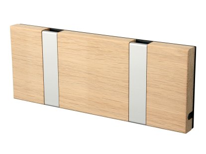 Knax, 2 hooks, Aluminium, Soaped oak