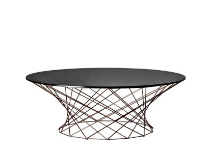 Oota Coffee Table, H 35 x ø 101 cm, Black glass, Matt bronze powder-coated