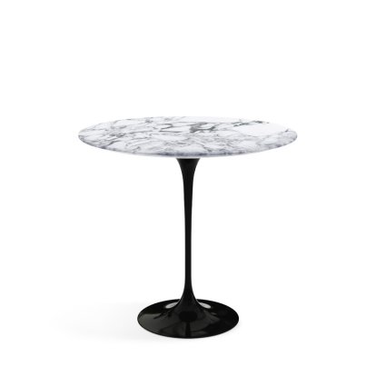 Saarinen Oval Side Table, Black, Arabescato marble (white with grey tones)