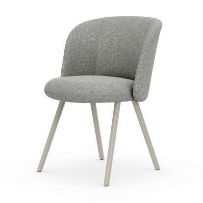 Mikado Side Chair, Aluminium powder coated chalk, Nubia, Cream / sierra grey , Felt pads for hard floor surfaces