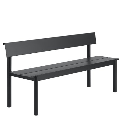 Linear steel bench with backrest, L 170 x W 50,9 cm, Black