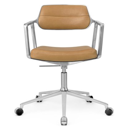Swivel 453+ Chair, Polished, Wheeled based, Leather camel