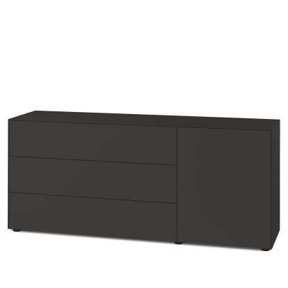 Nex Pur Box 2.0 with drawers and doors, 48 cm, H 75 cm x B 180 cm (with door and three drawers), Graphite