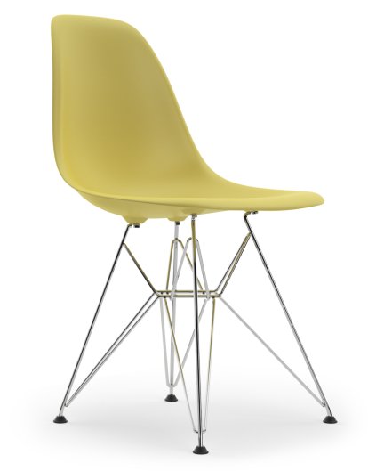 Eames Plastic Side Chair RE DSR, Citron, Without upholstery, Without upholstery, Standard version - 43 cm, Chrome-plated